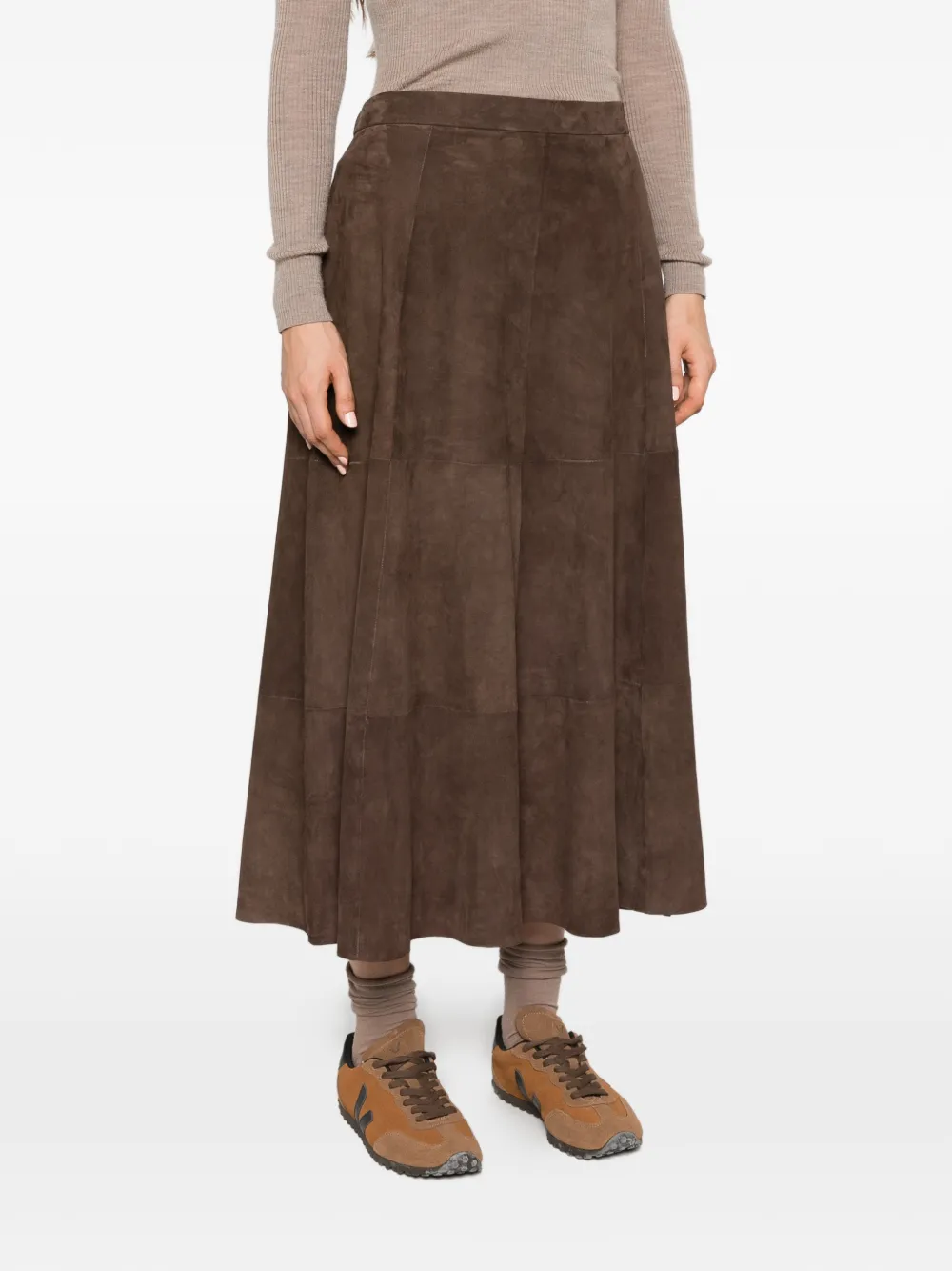 Antonelli panelled suede maxi skirt Bruin
