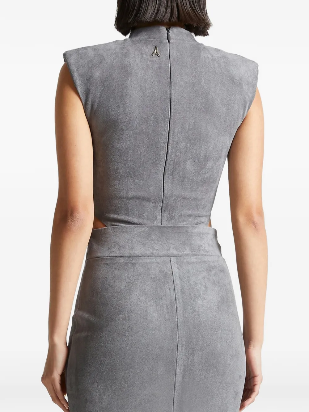 Manière De Voir suede wide shoulder high-leg bodysuit Grijs