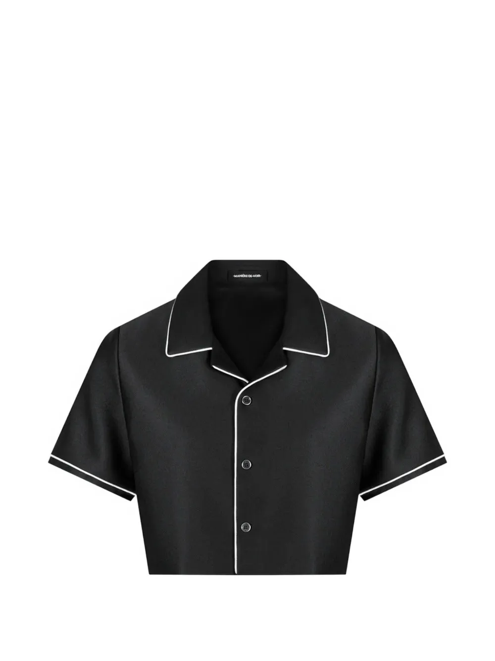 Manière De Voir satin cropped shirt with piping - Nero