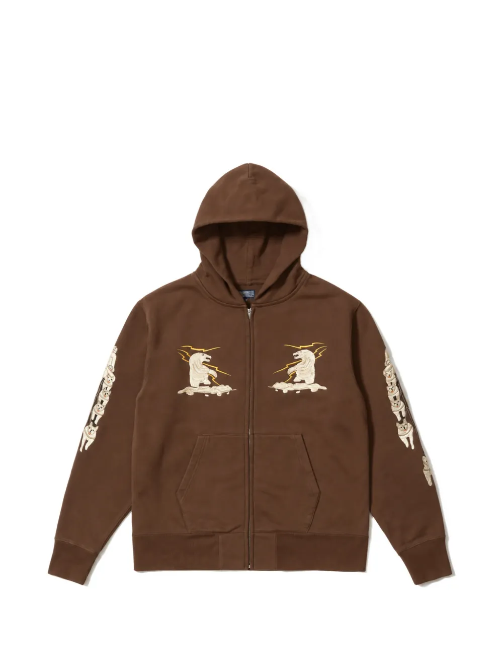 Tailor Toyo embroidered zip-up hoodie - Marrone
