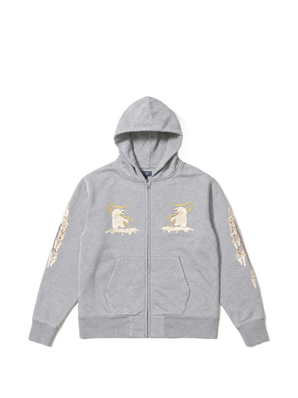 Tailor Toyo embroidered zip-up hoodie - Grigio