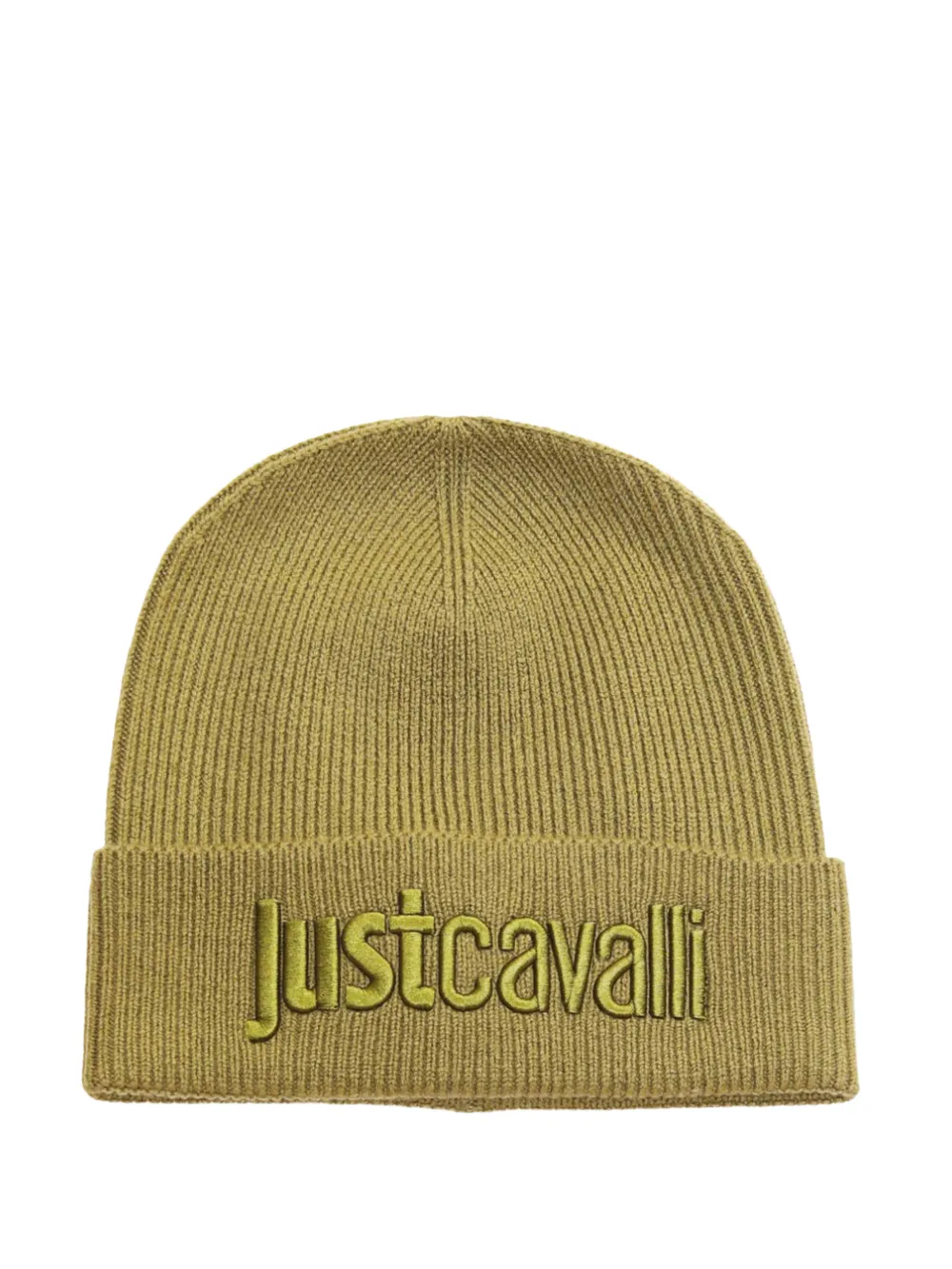 Just Cavalli logo-embroidered ribbed-knit beanie hat Groen
