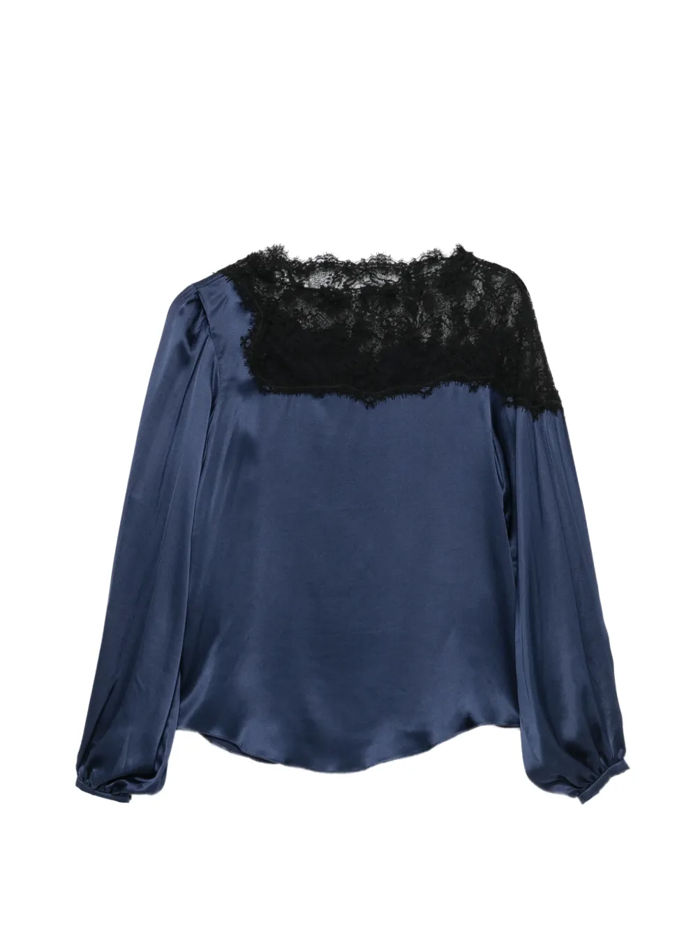 ISABEL MARANT Azare blouse van zijdeblend met kanten afwerking Blauw
