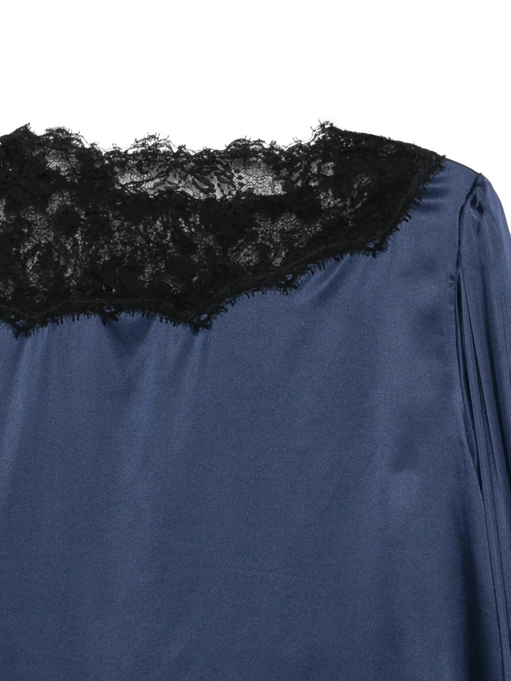 ISABEL MARANT Azare blouse van zijdeblend met kanten afwerking Blauw