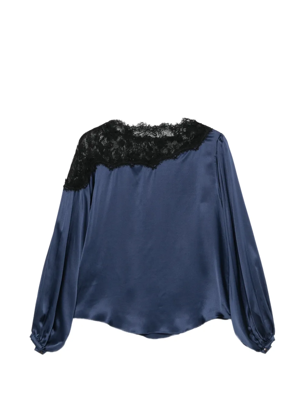 ISABEL MARANT Azare blouse van zijdeblend met kanten afwerking Blauw