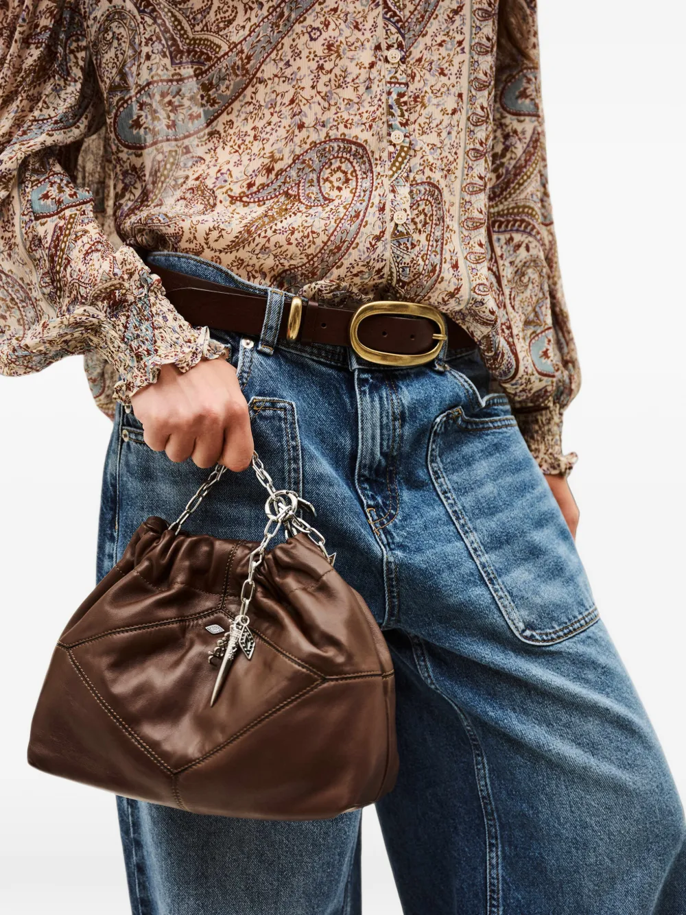 Ba&Sh June leather shoulder bag Bruin