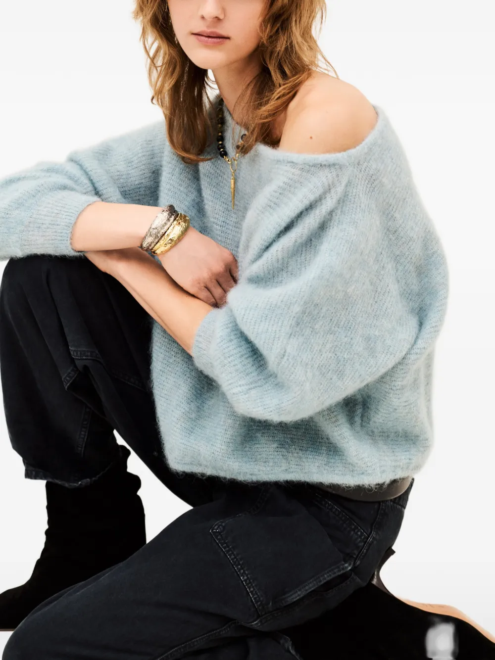 Ba&Sh Suela off-shoulder trui Blauw