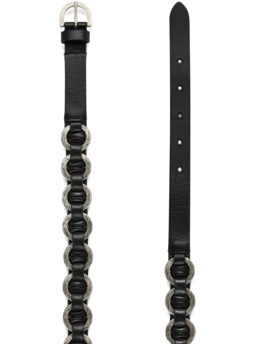Ba&Sh Berty leren riem verfraaid met ringen Zwart