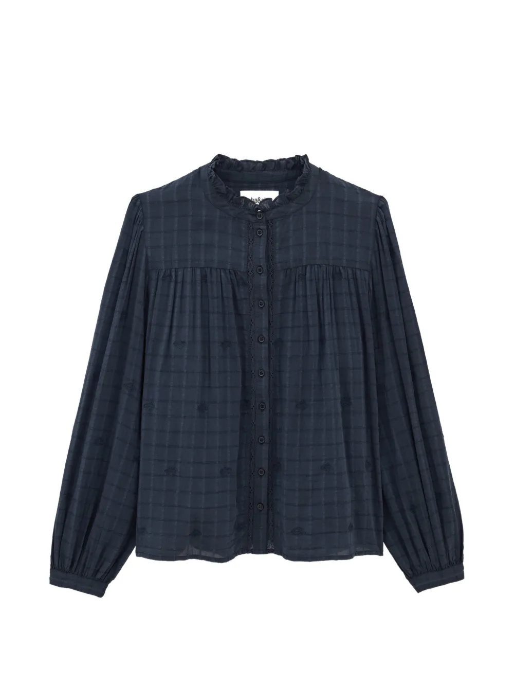 Ba&Sh Melody ruffled embroidered blouse Blauw