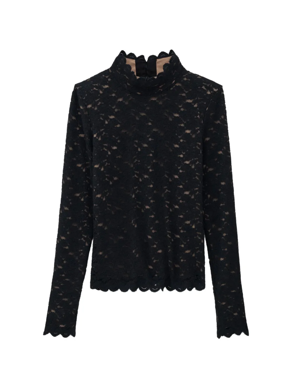 Ba&Sh Lanea floral-lace long-sleeve top Zwart