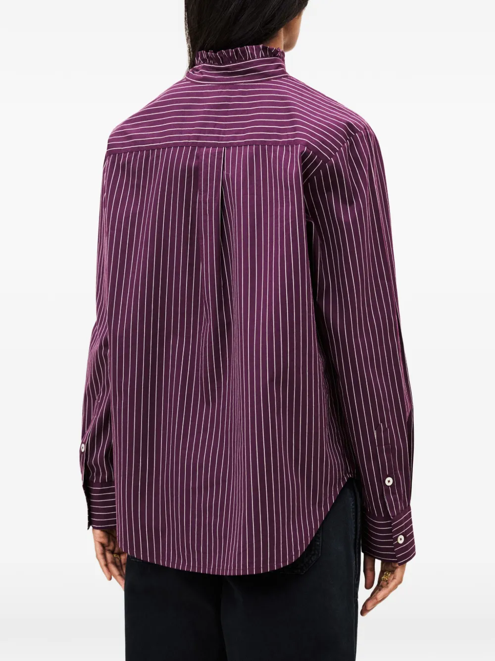 Ba&Sh Elvire gestreepte blouse met ruches Paars