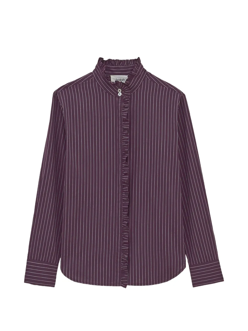 Ba&sh Elvire Ruffled Striped Shirt In Purple