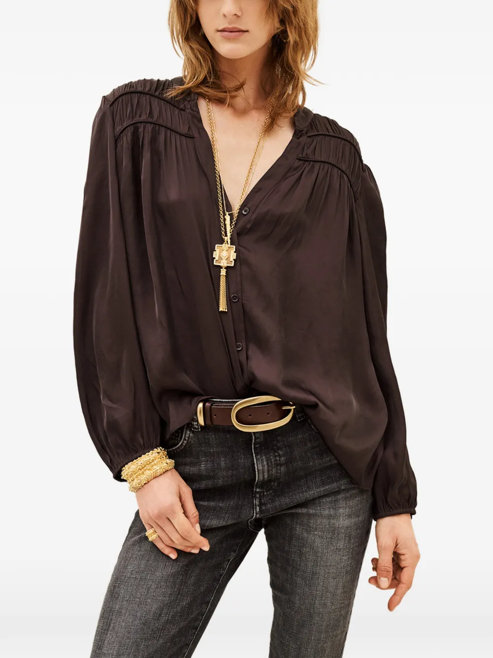 Ba&Sh Cessia geplooide blouse Paars