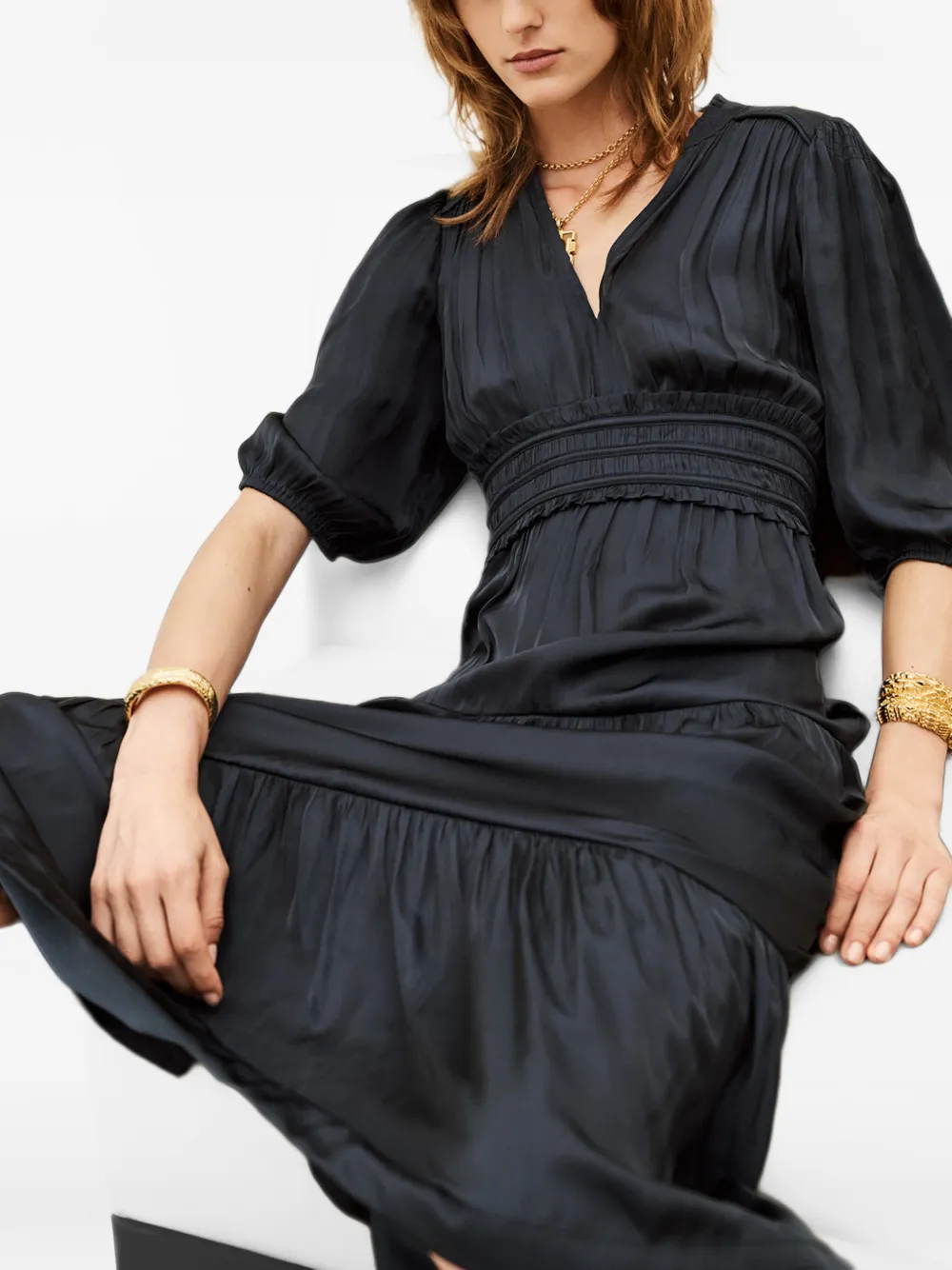 Ba&Sh Cleli tiered midi dress Blauw