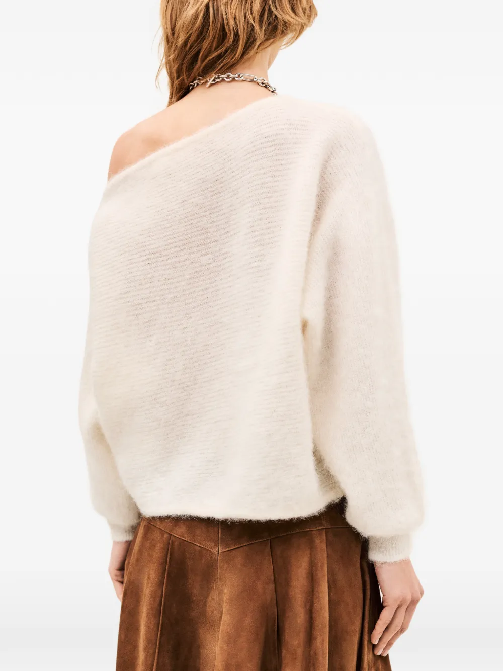 Ba&Sh Suela off-shoulder ribbed-knit sweater Beige