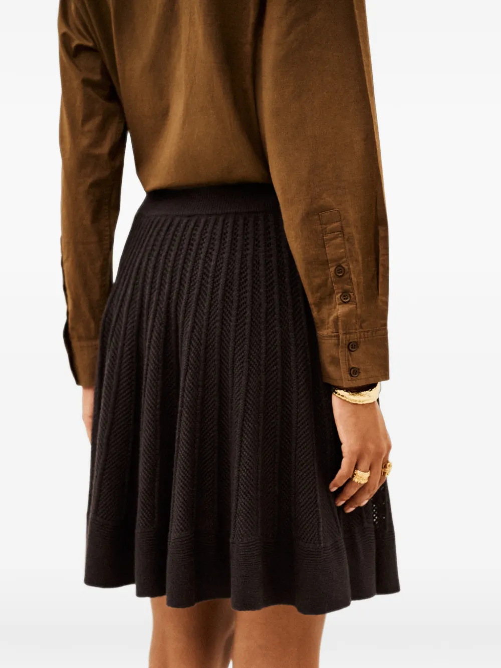 Ba&Sh Penelope pointelle-knit mini skirt Bruin