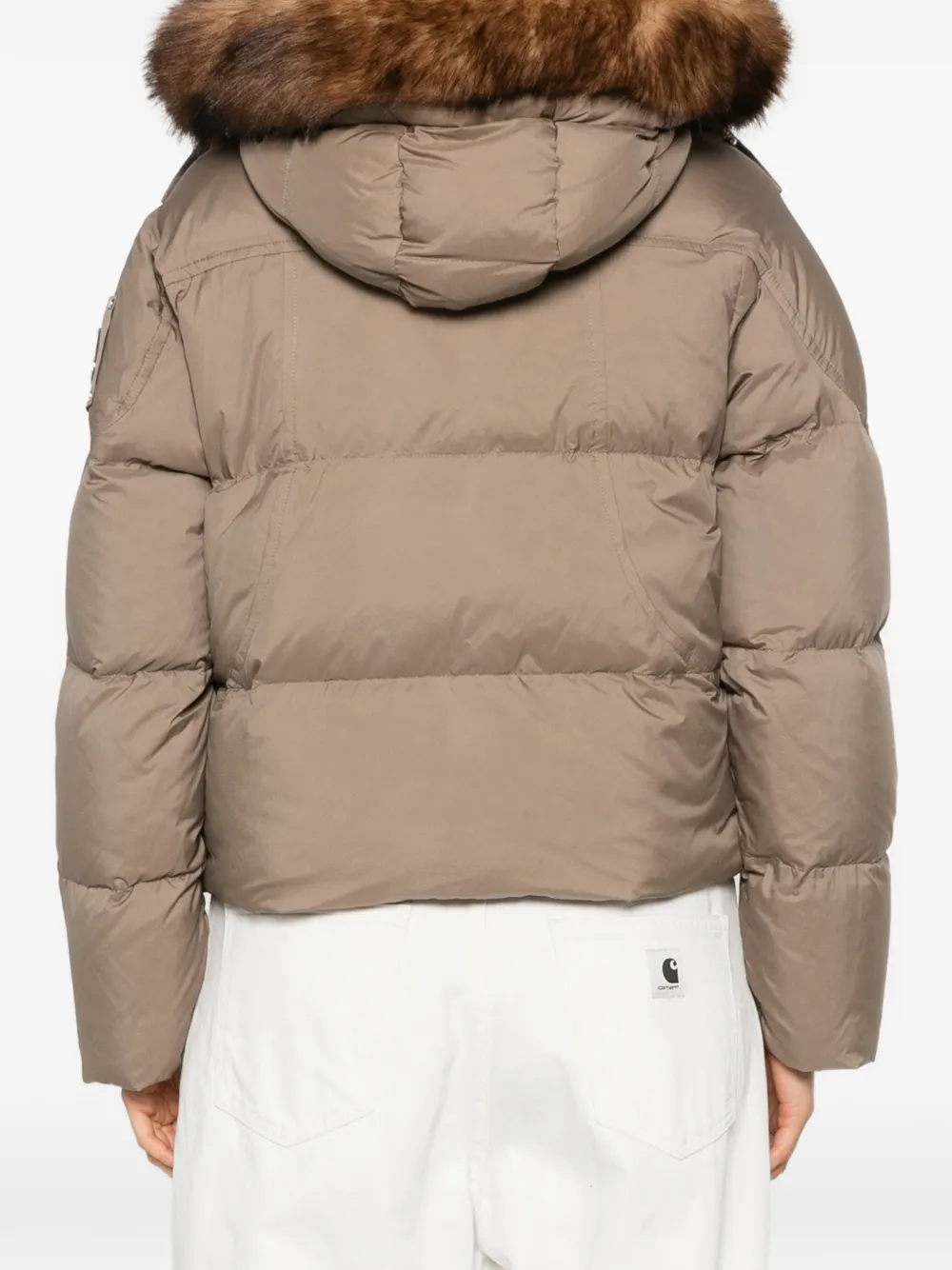Moose Knuckles pom-pom trim puffer jacket Beige