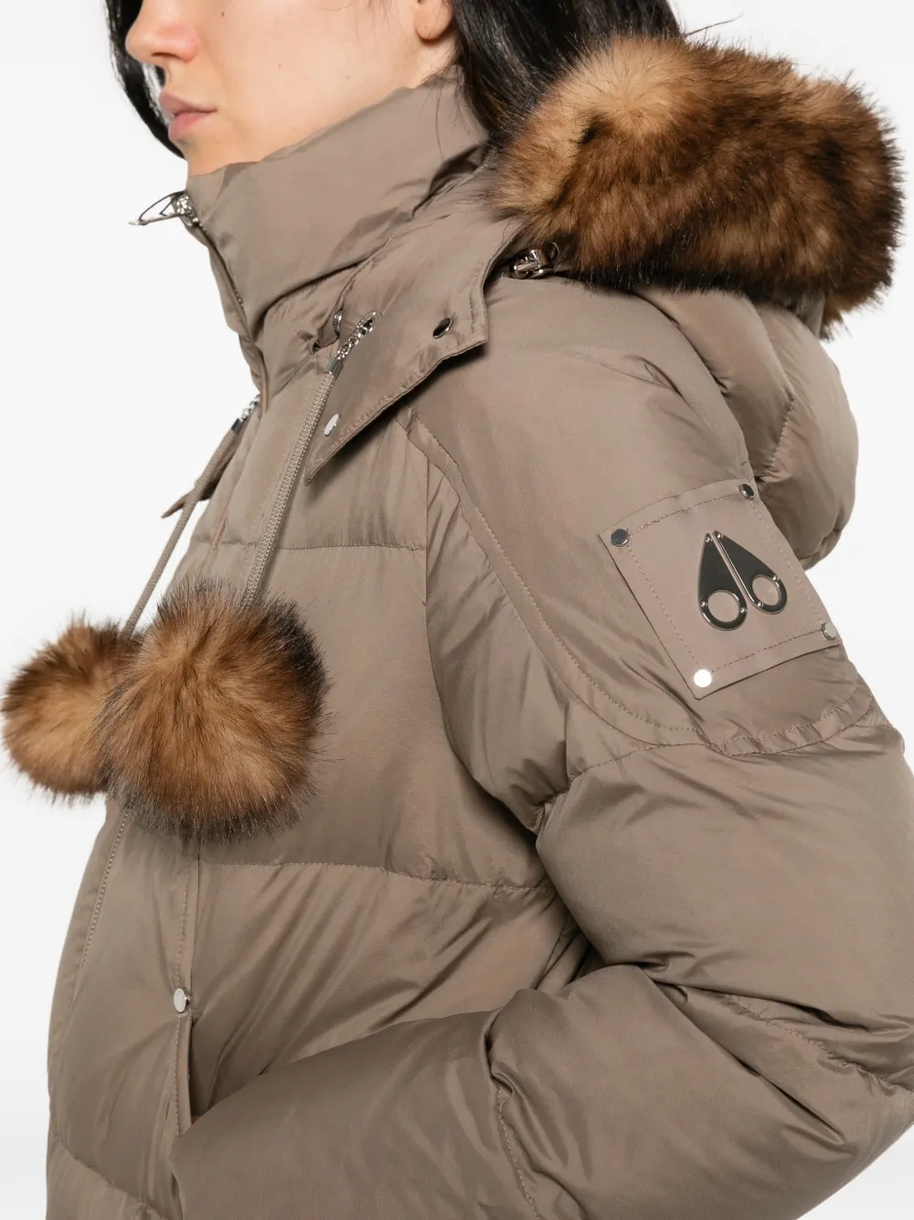 Moose Knuckles pom-pom trim puffer jacket Beige