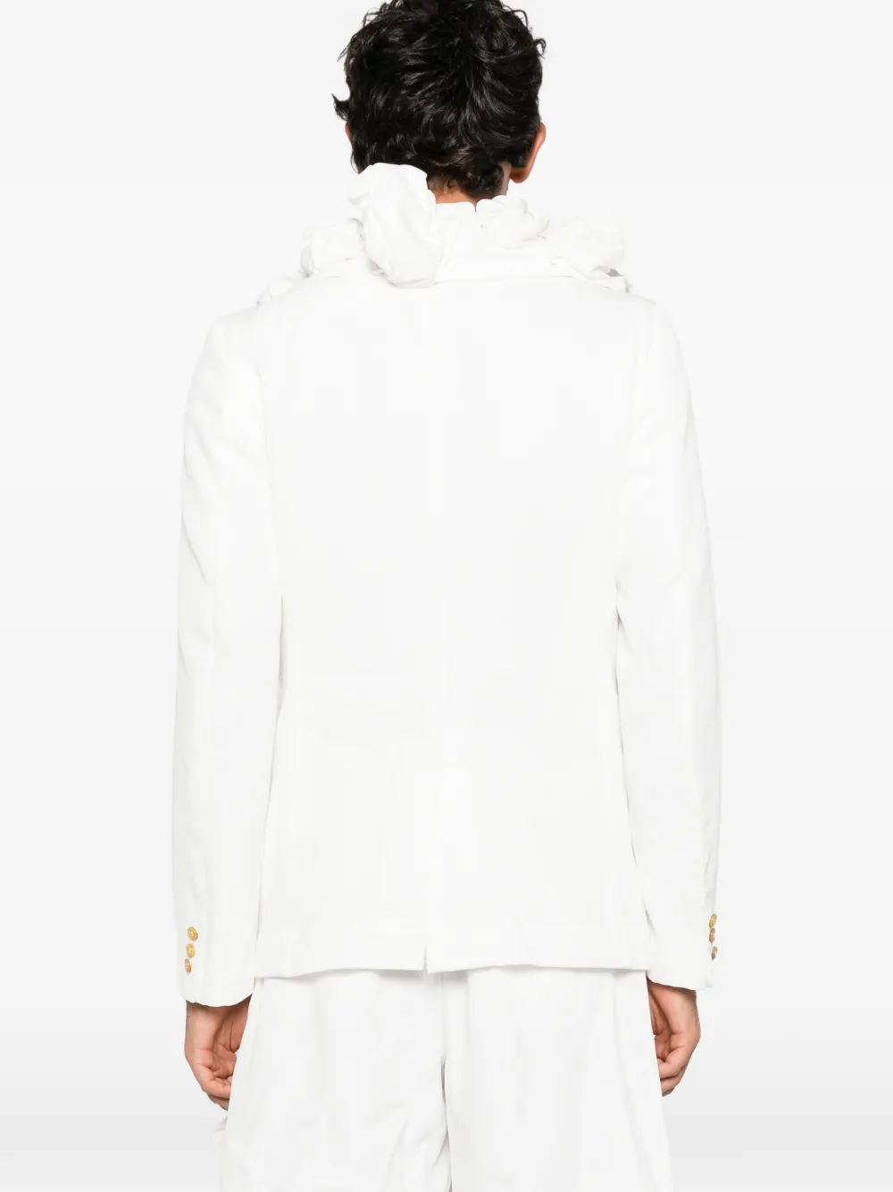 Comme des Garçons Homme Plus ruffled floral-appliqué jacket Wit