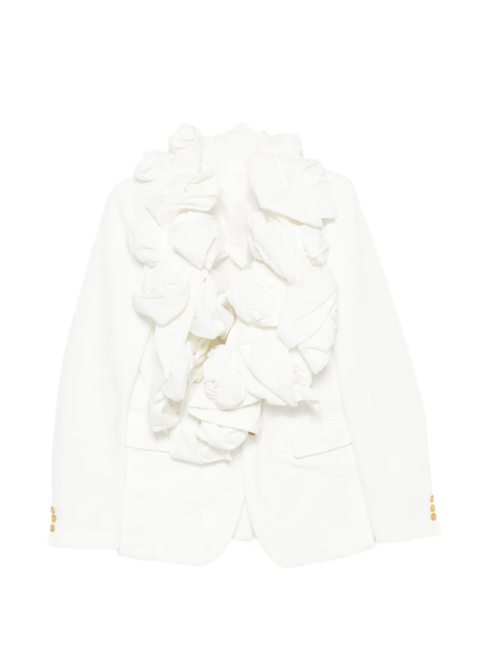 Comme des Garçons Homme Plus ruffled floral-appliqué jacket Wit