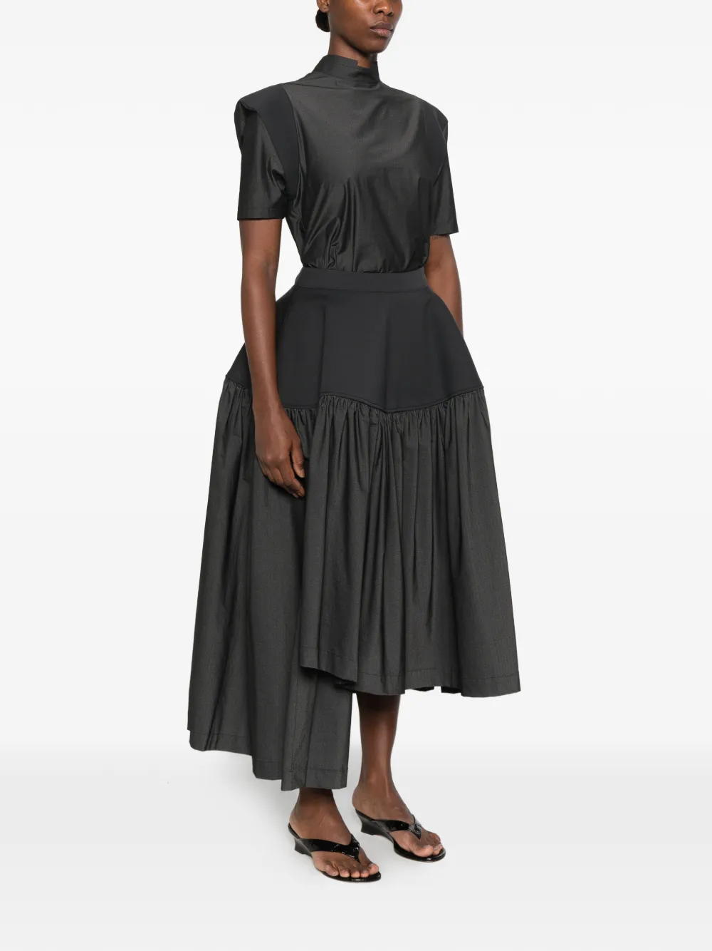 Issey Miyake Mute asymmetric gathered dress Grijs