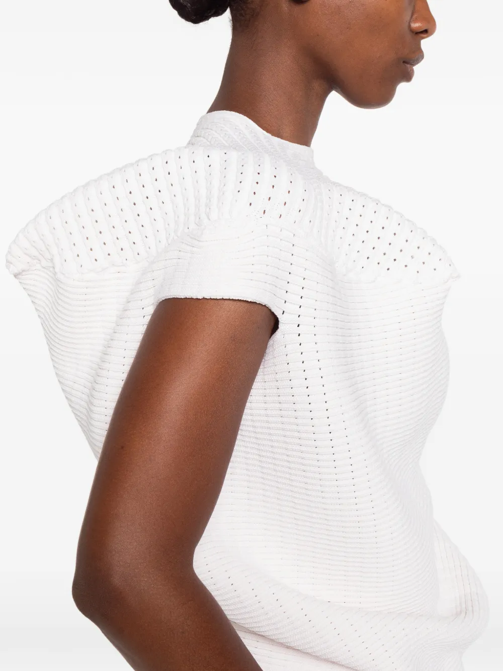 Issey Miyake Found Stone sculptural-knit top Wit