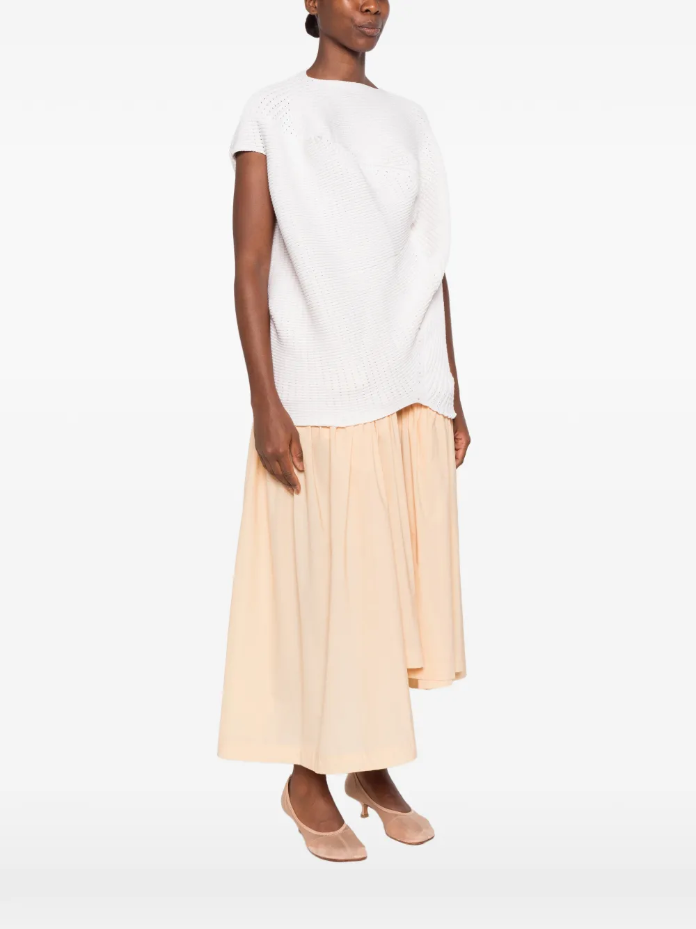Issey Miyake Found Stone sculptural-knit top Wit