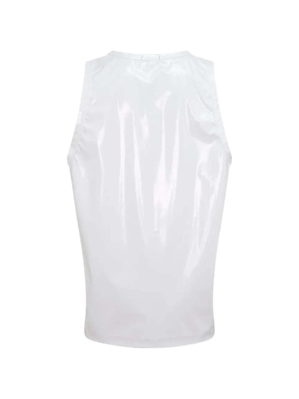Comme des Garçons Homme Plus patent-finish sleeveless T-shirt Wit