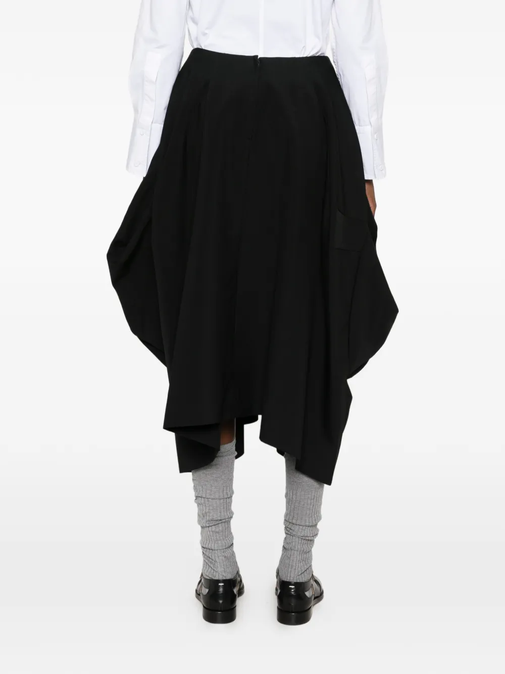 Comme Des Garçons draped asymmetric midi skirt Zwart