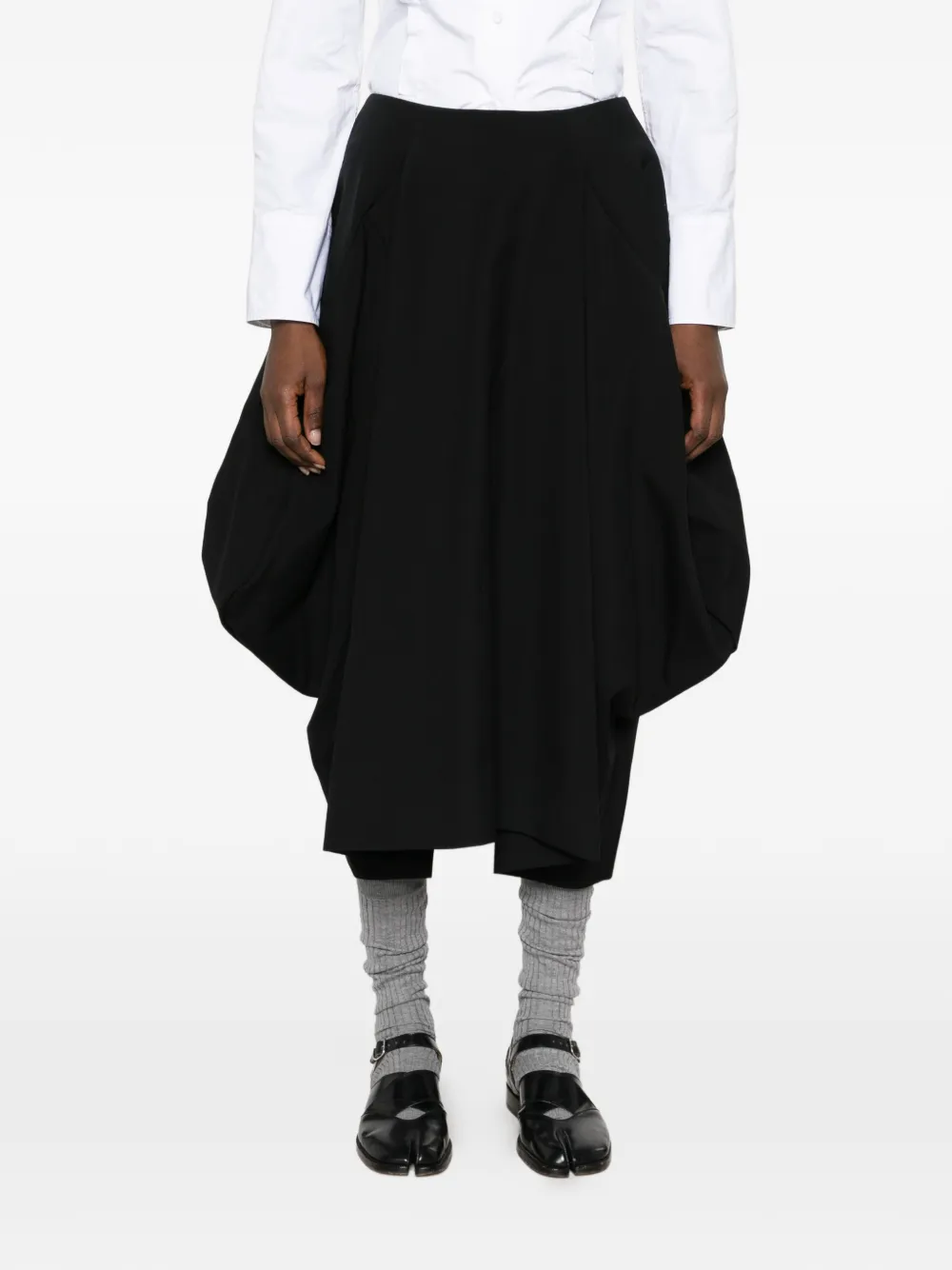 Comme Des Garçons draped asymmetric midi skirt Zwart