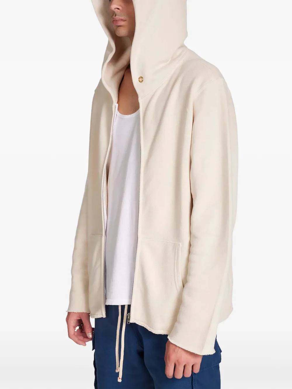 Les Tien raw-edge zip-up hoodie Beige