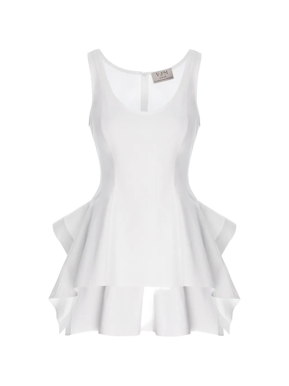 V:PM ATELIER Milo peplum top met ruches Wit