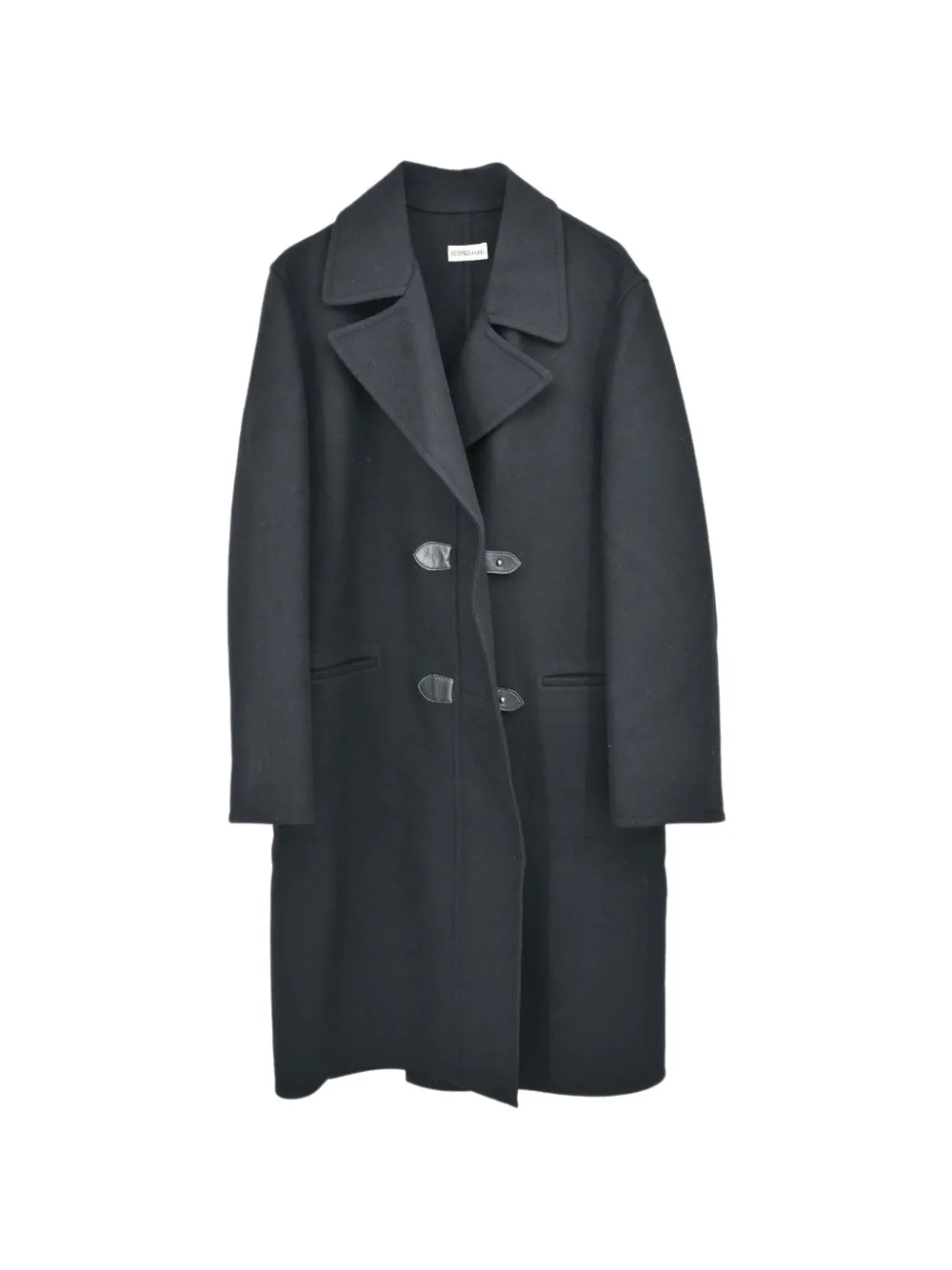 Hermès Pre-Owned single-breasted leather-trim coat - Black