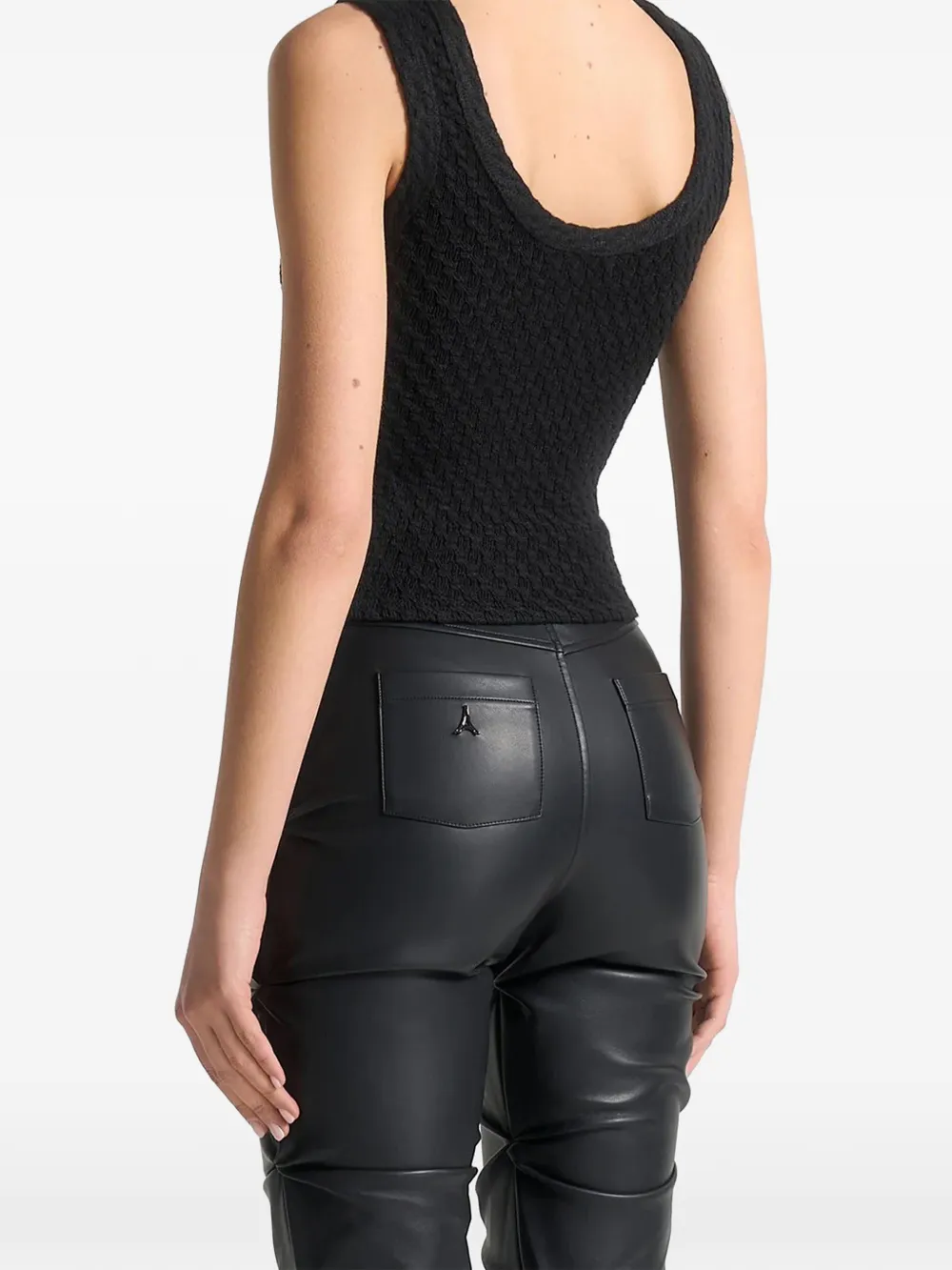 Manière De Voir Pearl eiffel knitted tank top Zwart