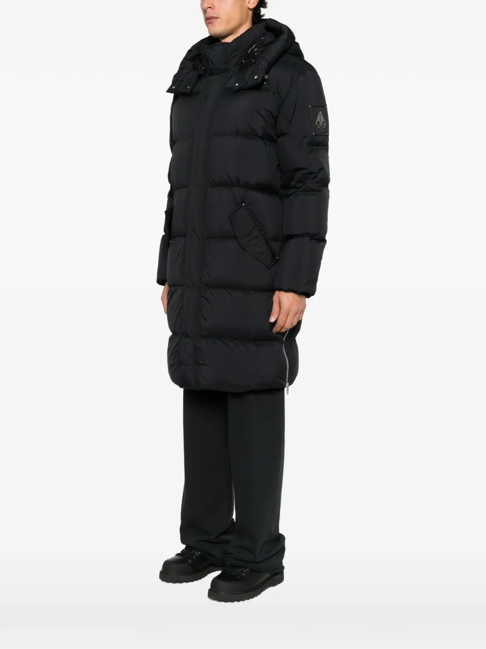 Moose Knuckles quilted hooded jacket Zwart