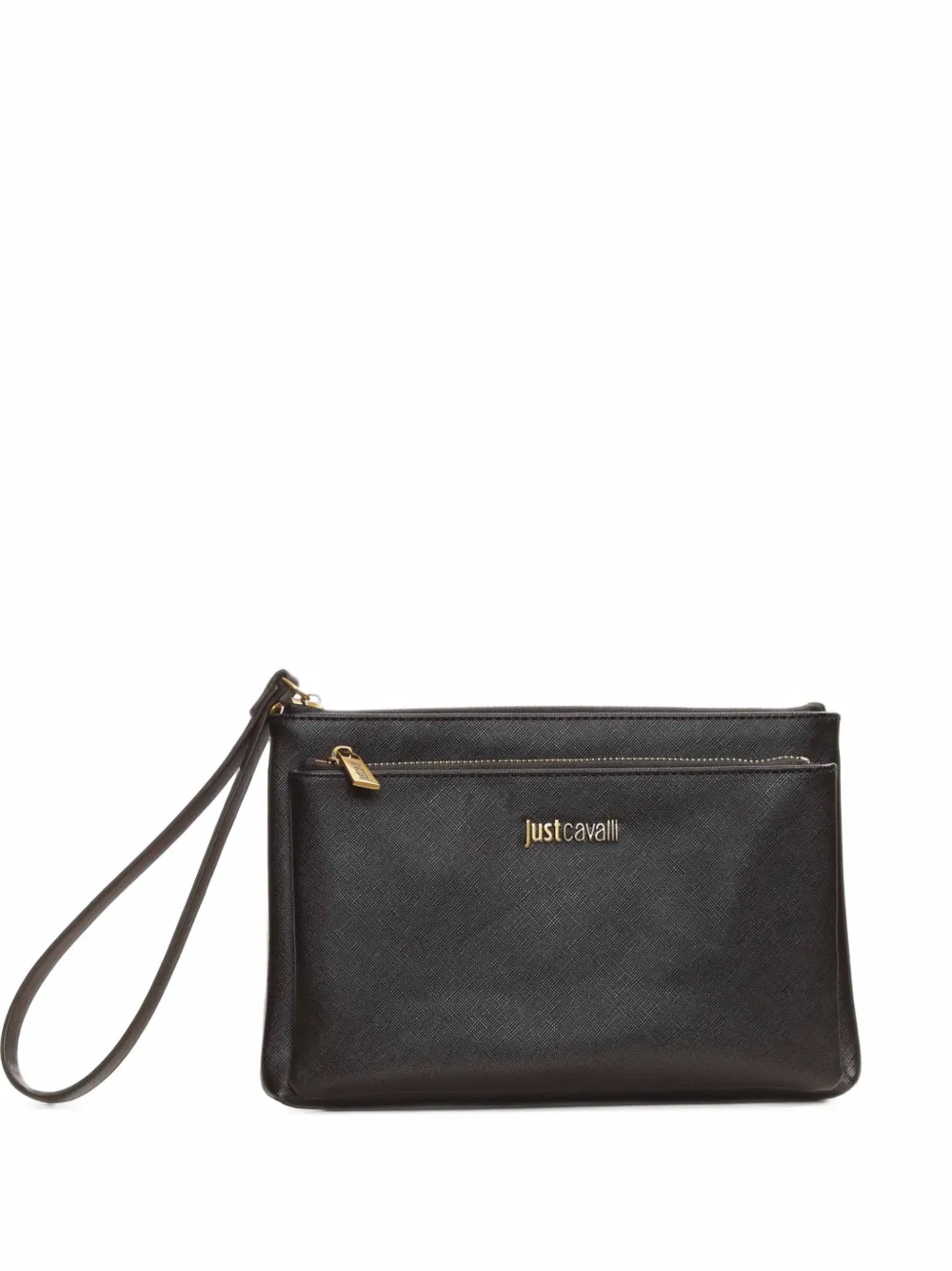 Just Cavalli logo-plaque wrist-strap pouch - Schwarz