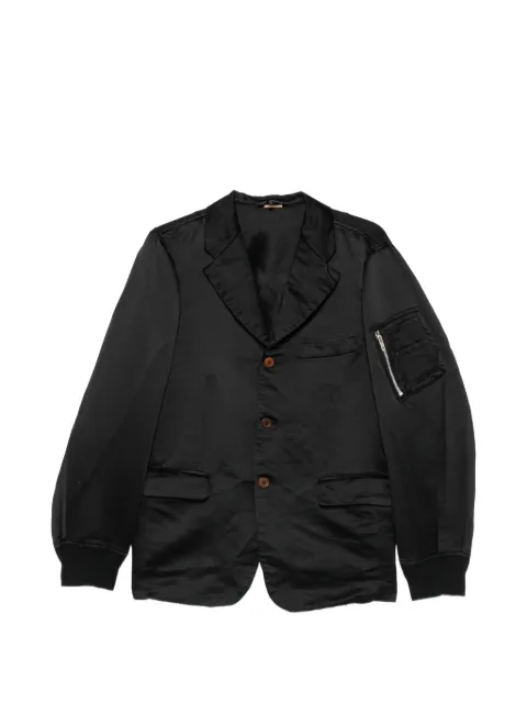 Black Comme Des Garçons satin-finish zip-pocket jacket