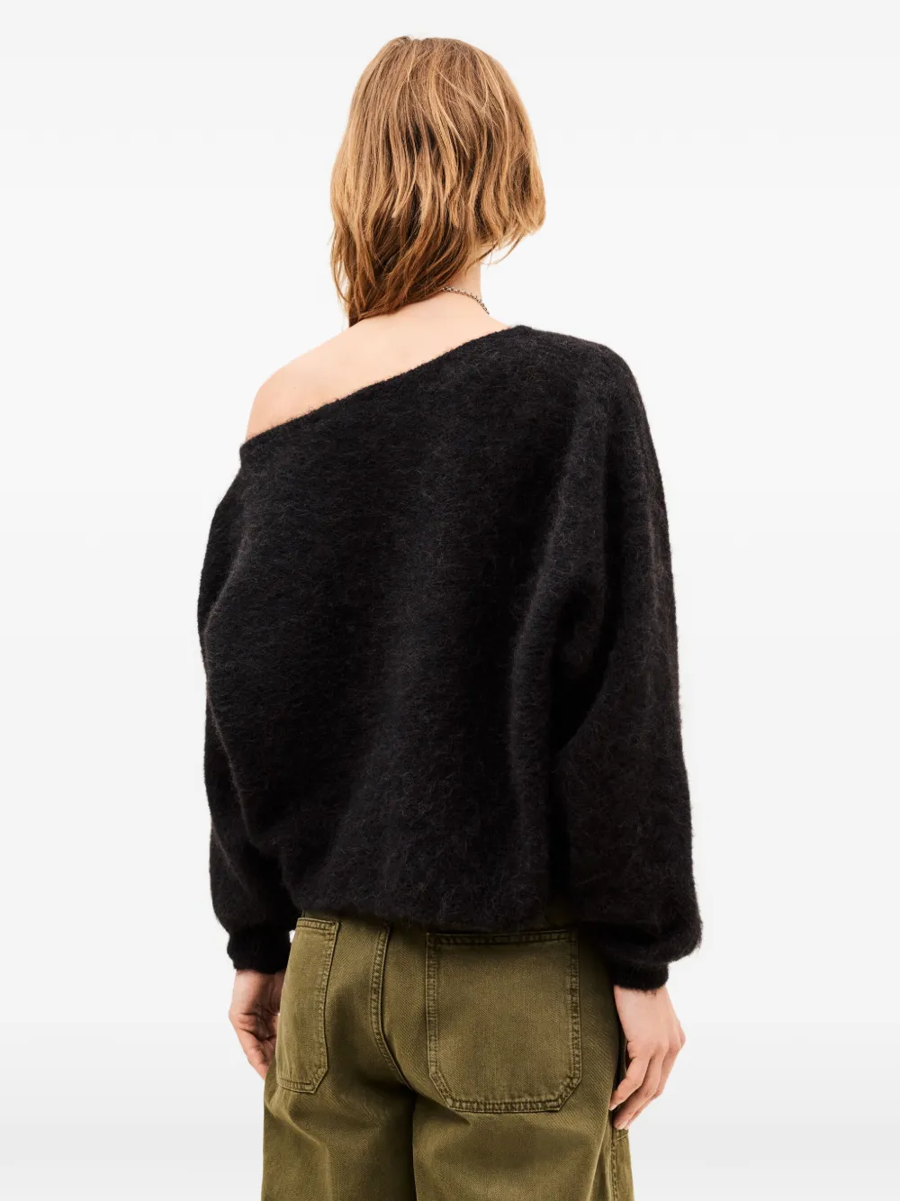 Ba&Sh Suela off-shoulder brushed-knit sweater Zwart