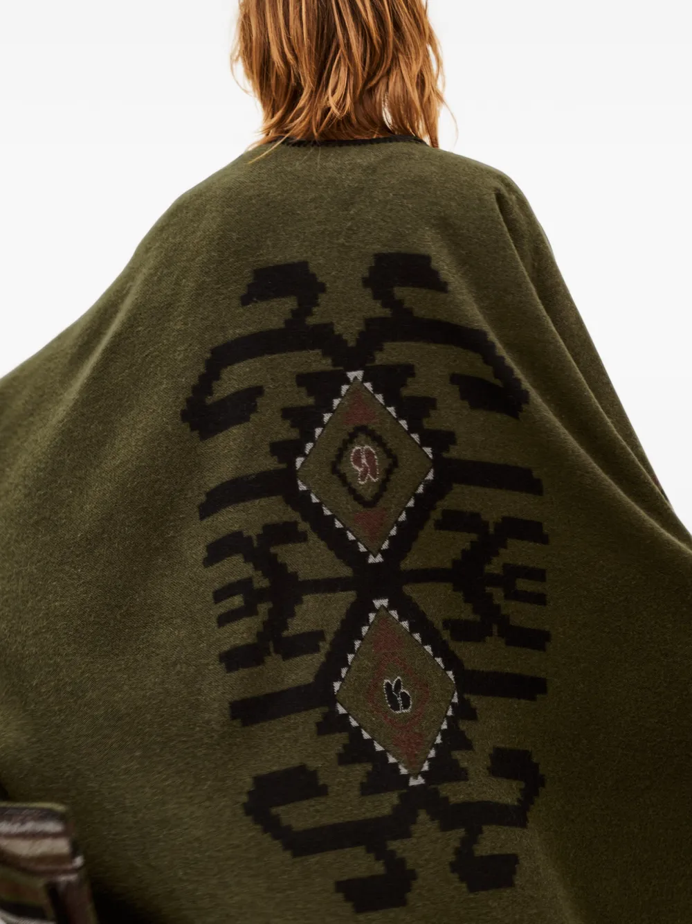 Ba&Sh Pongo intarsia cape jacket Groen