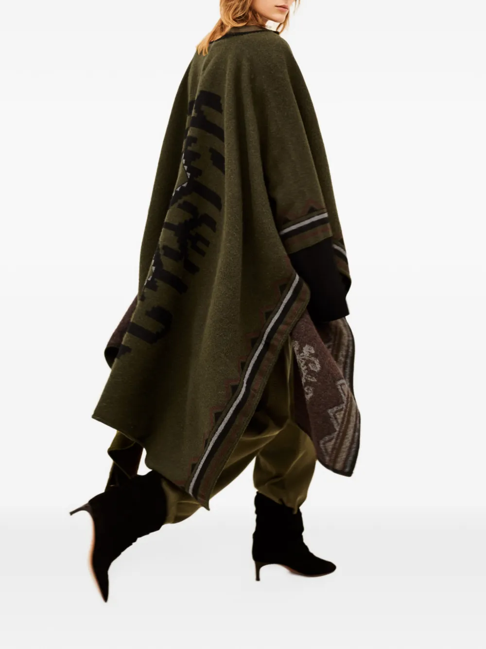 Ba&Sh Pongo intarsia cape jacket Groen