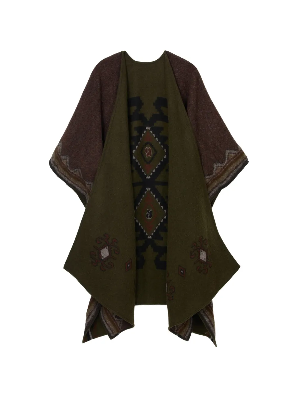 Ba&sh Pongo Intarsia Cape Jacket In Green