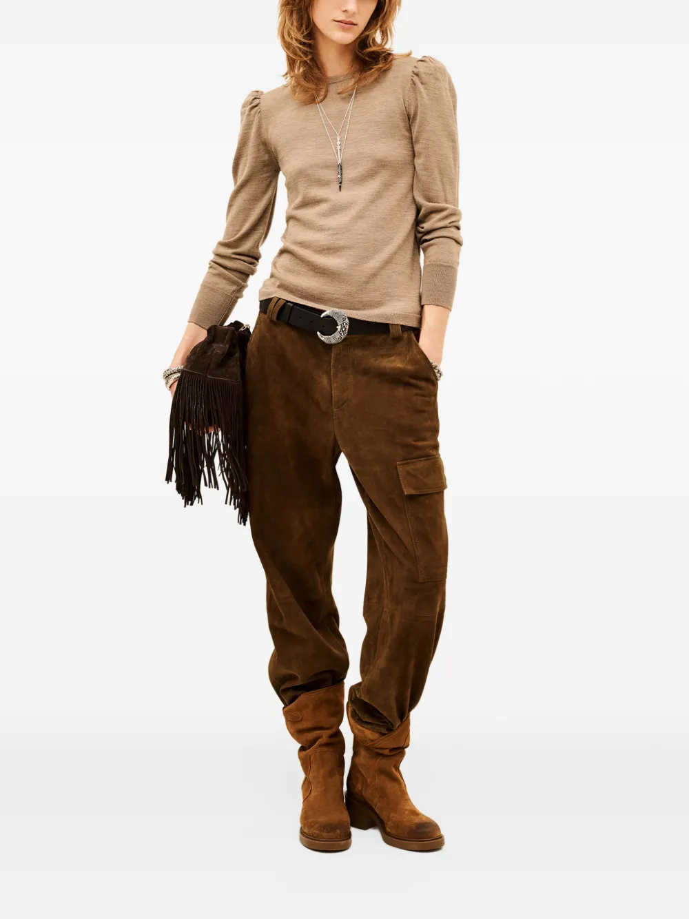 Ba&Sh Britanie puff-sleeve sweater Beige