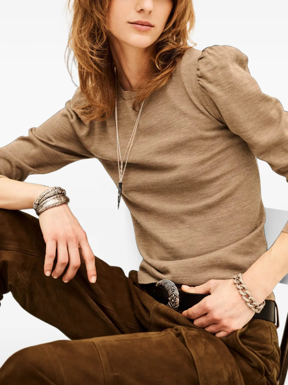 Ba&Sh Britanie puff-sleeve sweater Beige