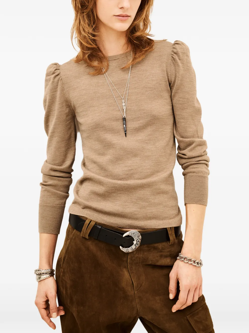 Ba&Sh Britanie puff-sleeve sweater Beige
