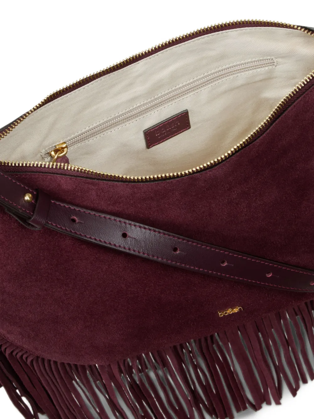 Ba&Sh Fringes suede shoulder bag Rood
