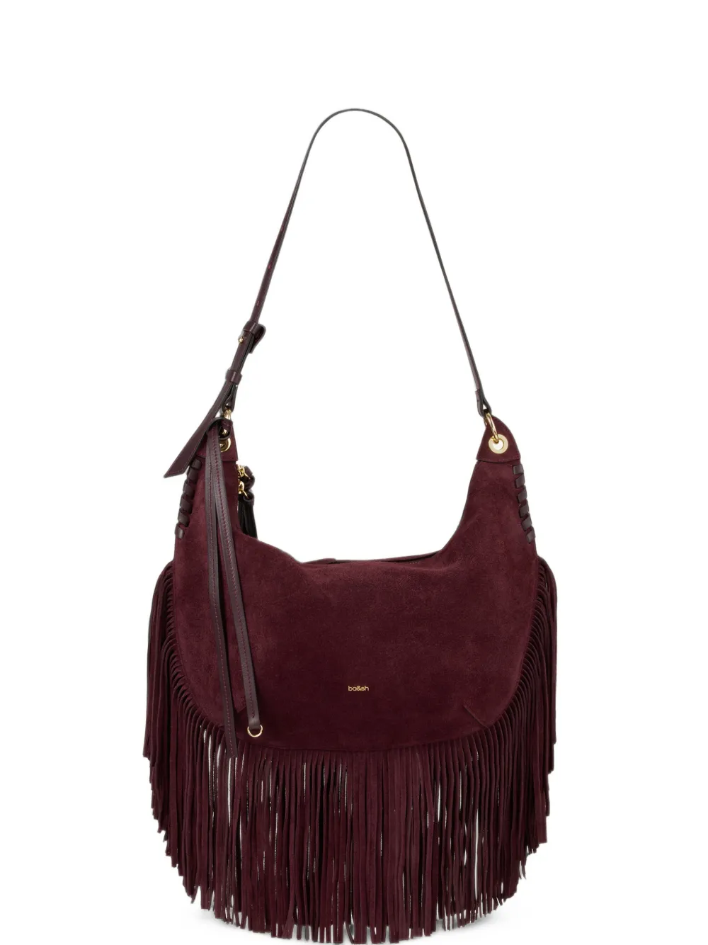 Ba&Sh Fringes suede shoulder bag Rood