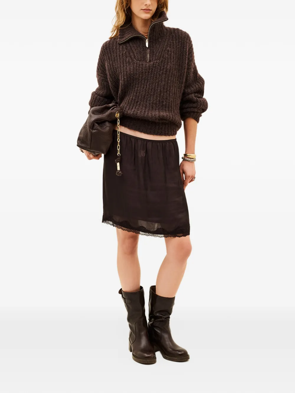 Ba&Sh Cesaria lace-trim mini skirt Paars