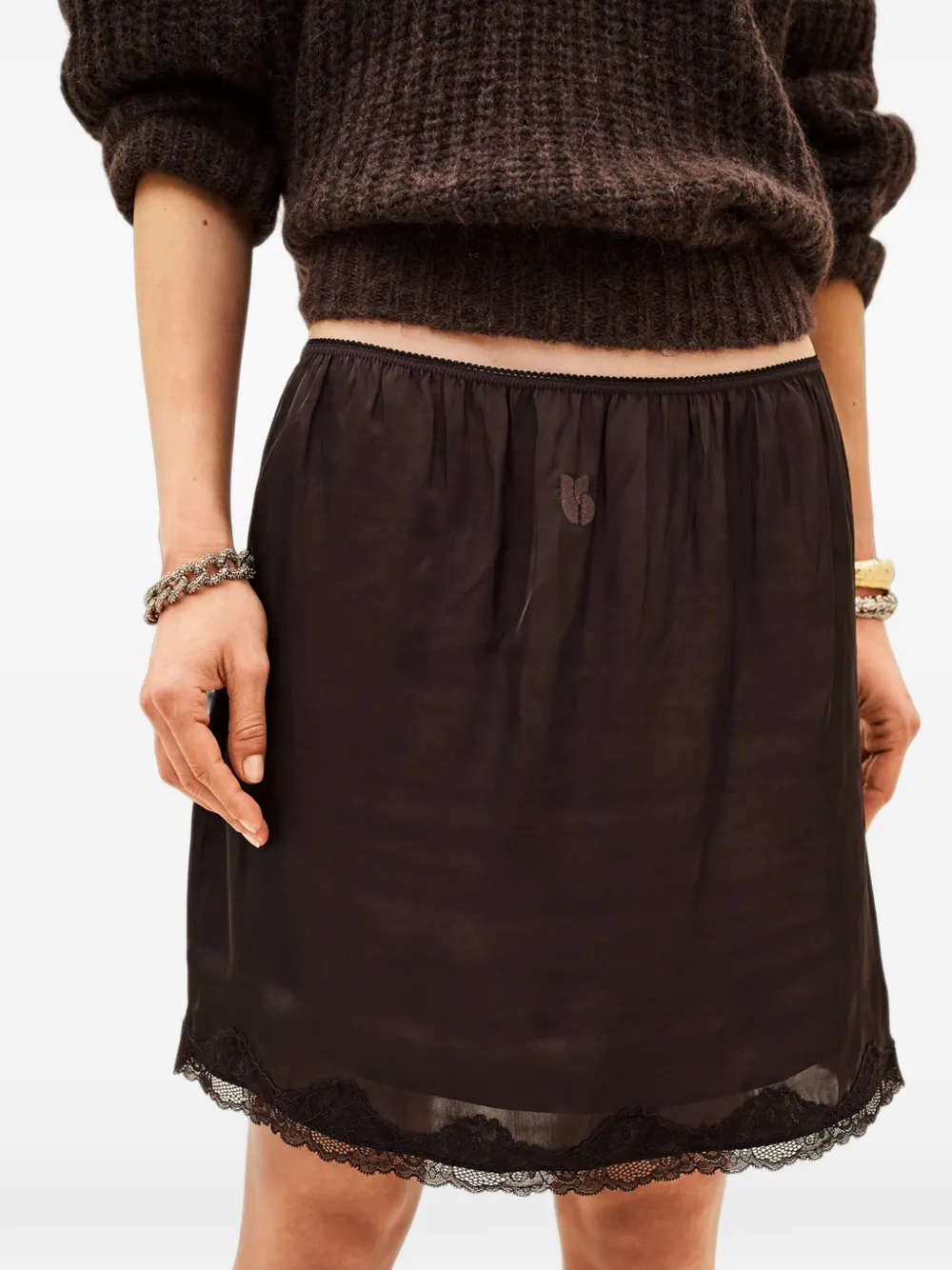 Ba&Sh Cesaria lace-trim mini skirt Paars