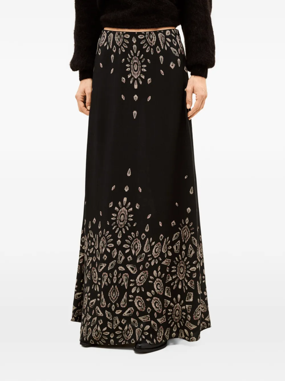 Ba&Sh Banessa graphic-print maxi skirt Zwart