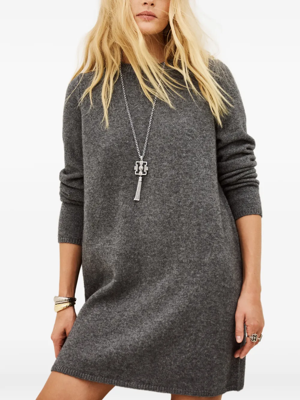 Ba&Sh Atess zip-fastening knitted mini dress Grijs
